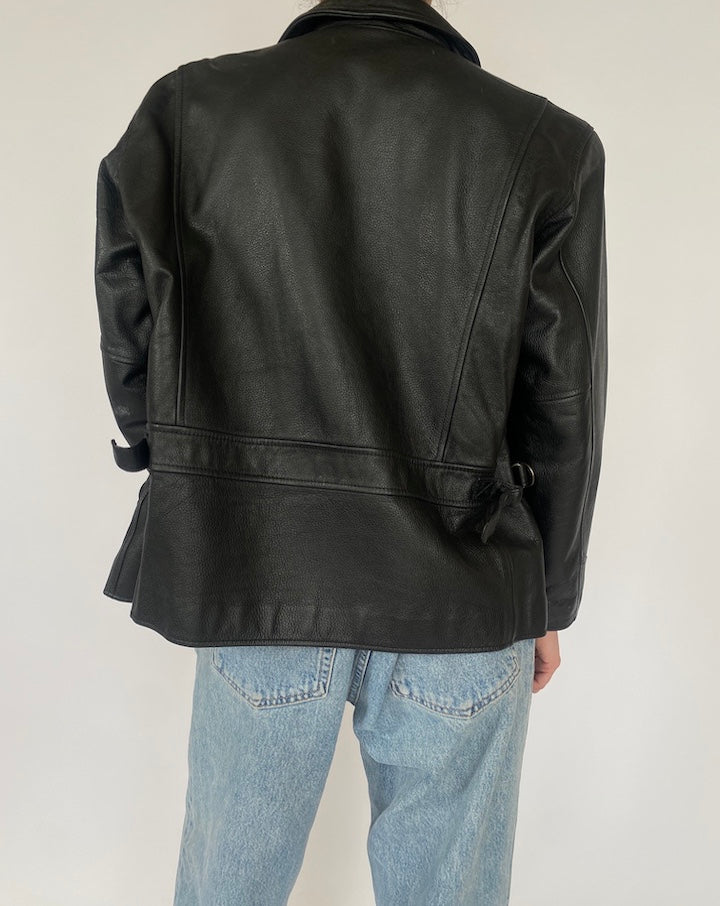 VINTAGE BLACK LEATHER JACKET 4707