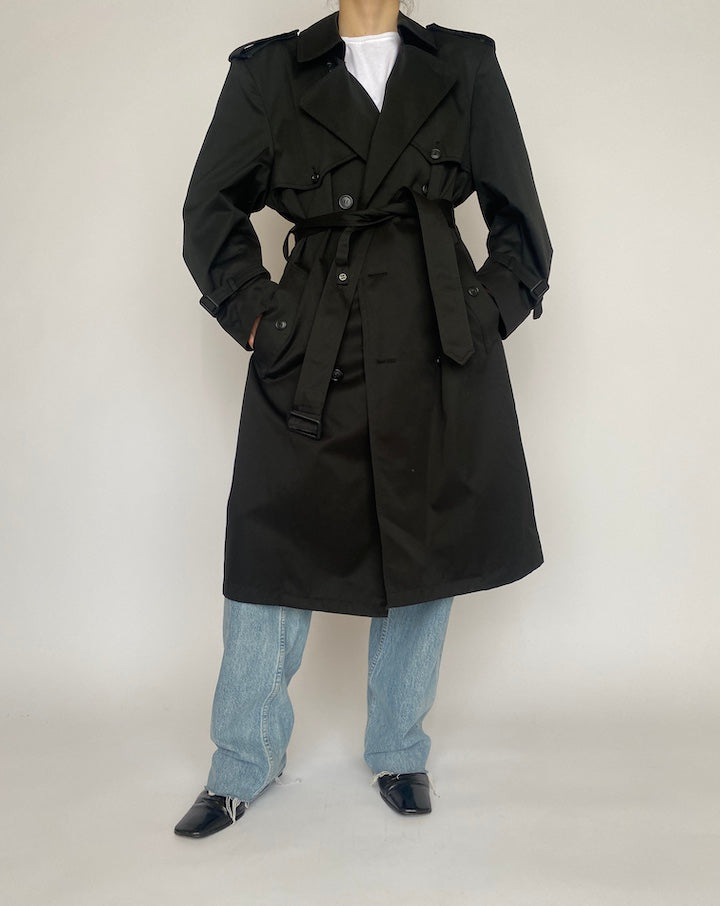 VINTAGE BLACK TRENCH COAT 4711
