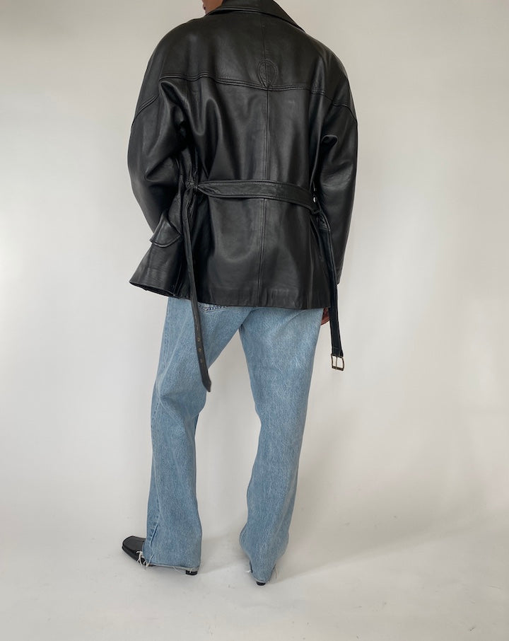VINTAGE BLACK LEATHER JACKET 4372