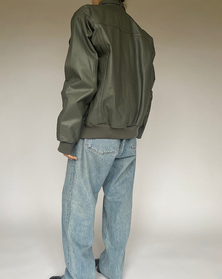 VINTAGE GREY FLIGHT LEATHER JACKET 4761