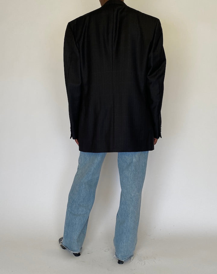 VINTAGE BLACK CHECKED BLAZER 4498