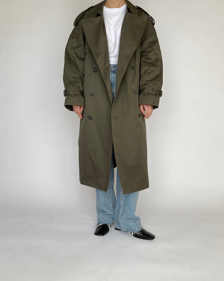VINTAGE OVERSIZED GREEN TRENCH COAT 4821