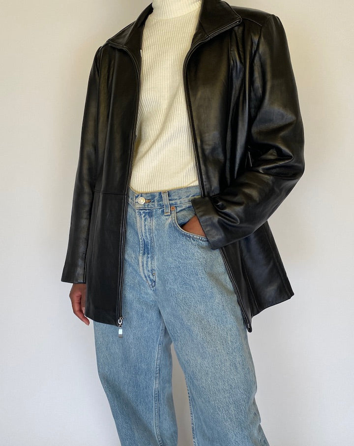 VINTAGE BLACK LEATHER JACKET 4467