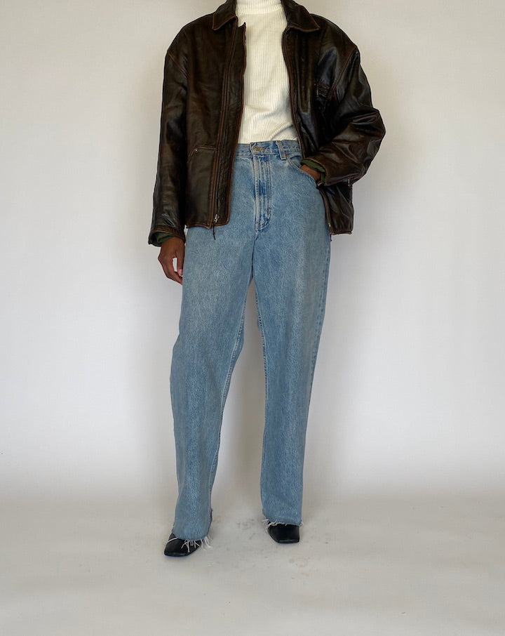 VINTAGE DARK BROWN LEATHER JACKET 4443
