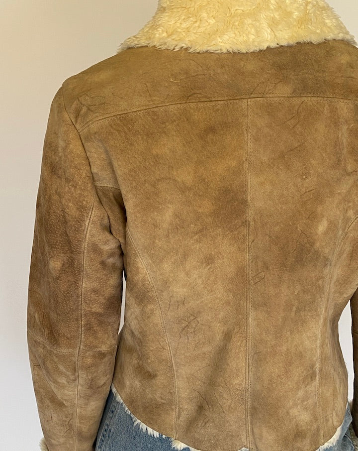 VINTAGE BEIGE SHERLING SUEDE LEATHER JACKET 4469