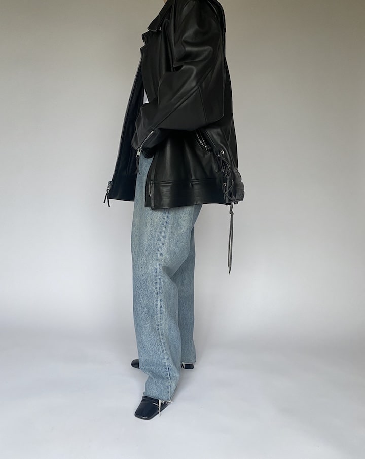 VINTAGE BLACK OVERSIZED LEATHER JACKET 4774