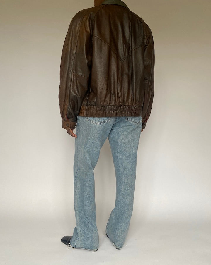 VINTAGE BROWN BOMBER LEATHER JACKET 4864