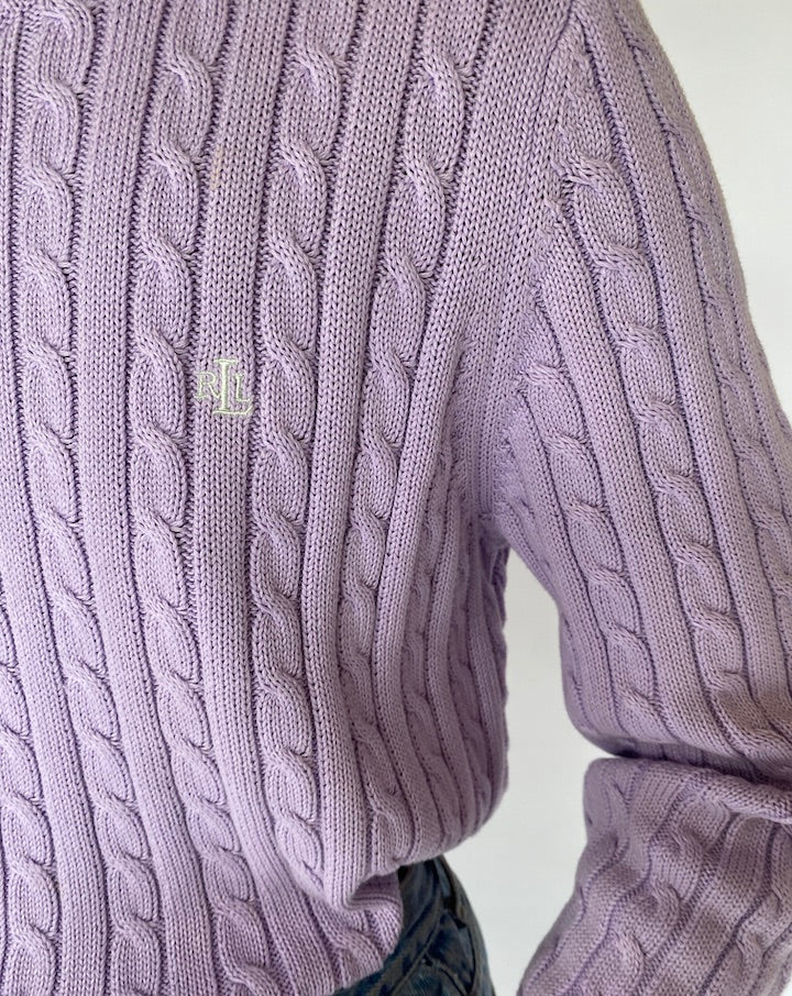 VINTAGE PURPLE RALPH LAUREN CABLE KNIT SWEATER 4918