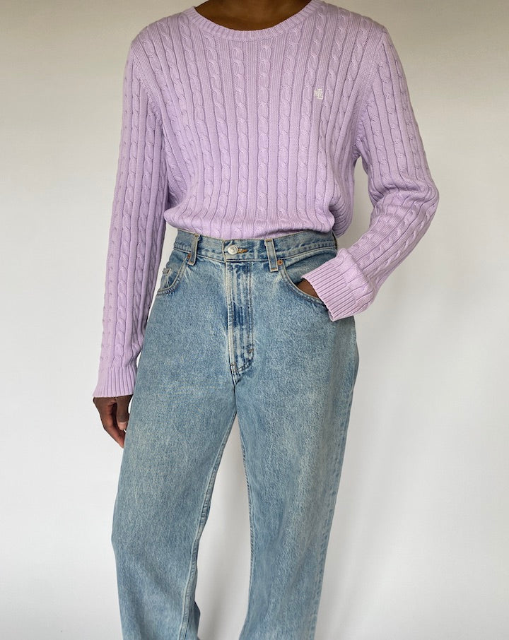 VINTAGE PURPLE RALPH LAUREN CABLE KNIT SWEATER 4918