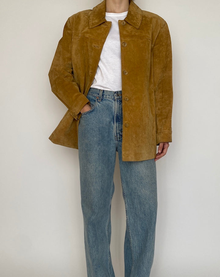 VINTAGE BEIGE SUEDE LEATHER JACKET 4573