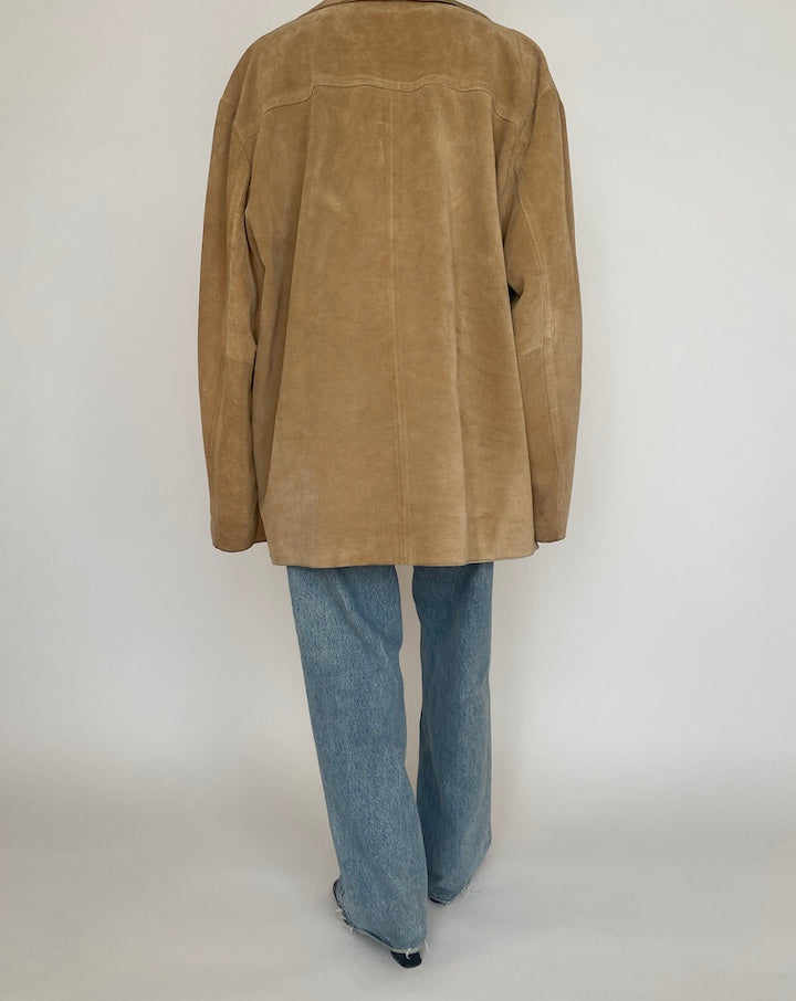 VINTAGE BEIGE OVERSIZED SUEDE LEATHER JACKET 4614