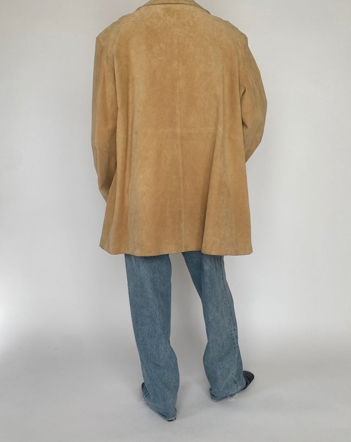 VINTAGE BEIGE OVERSIZED SUEDE LEATHER JACKET 4705