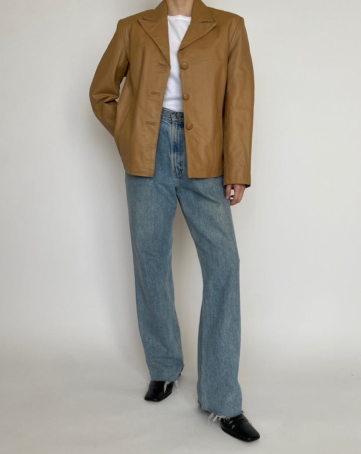 VINTAGE BEIGE LEATHER JACKET 4575