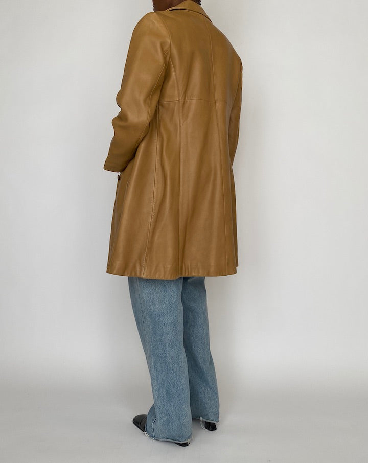 VINTAGE BEIGE LEATHER JACKET 4657