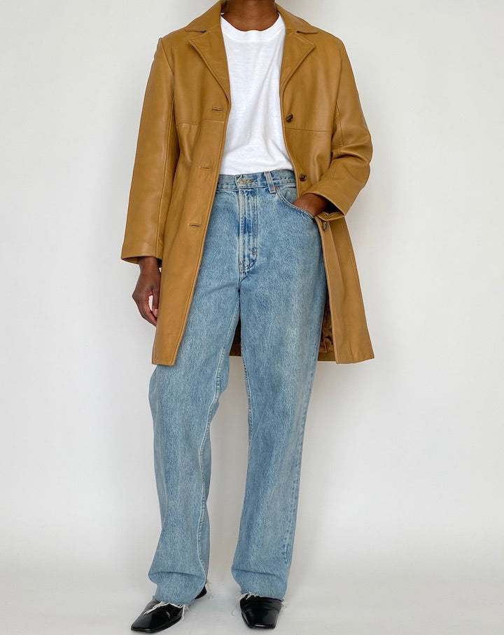 VINTAGE BEIGE LEATHER JACKET 4657