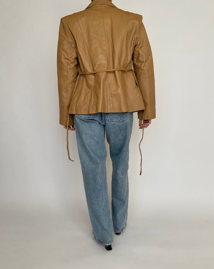 VINTAGE BEIGE LEATHER JACKET 4575