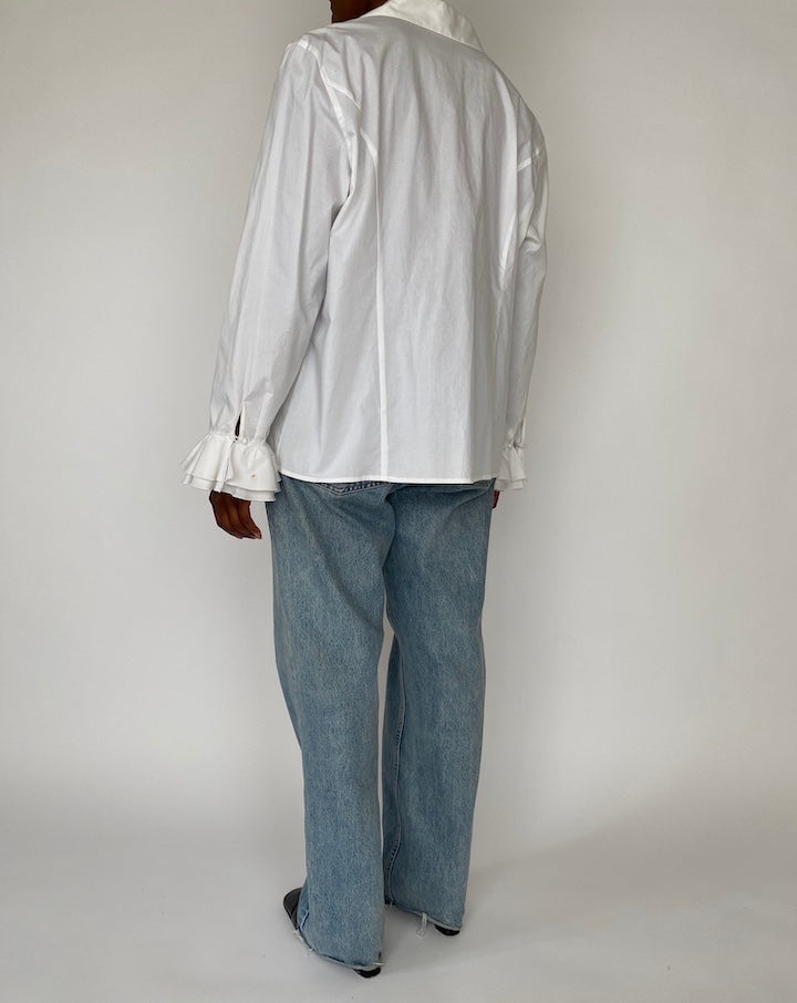 WHITE RUFFLED SHIRT 4554