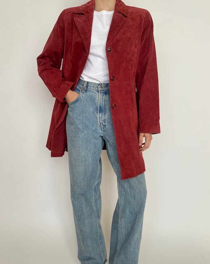 VINTAGE RED SUEDE LEATHER JACKET 4288