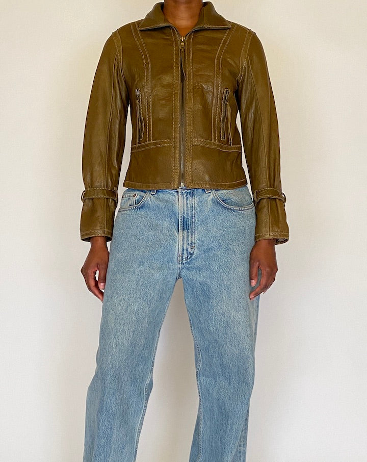 VINTAGE BROWN LEATHER JACKET 4459