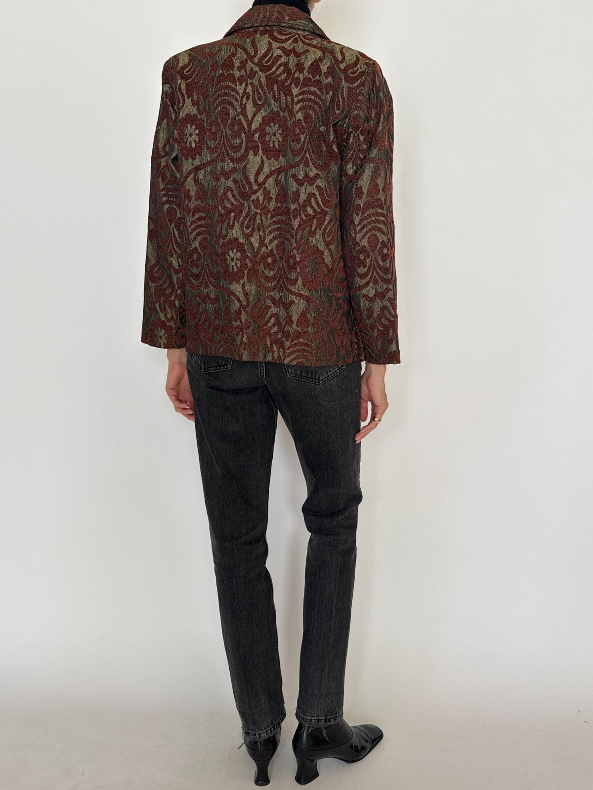 Vintage burgundy floral tapestry jacket