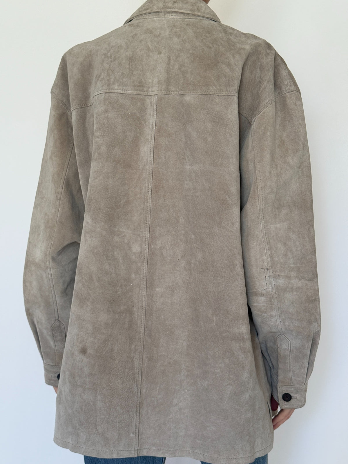 Vintage taupe suede leather jacket, view 12