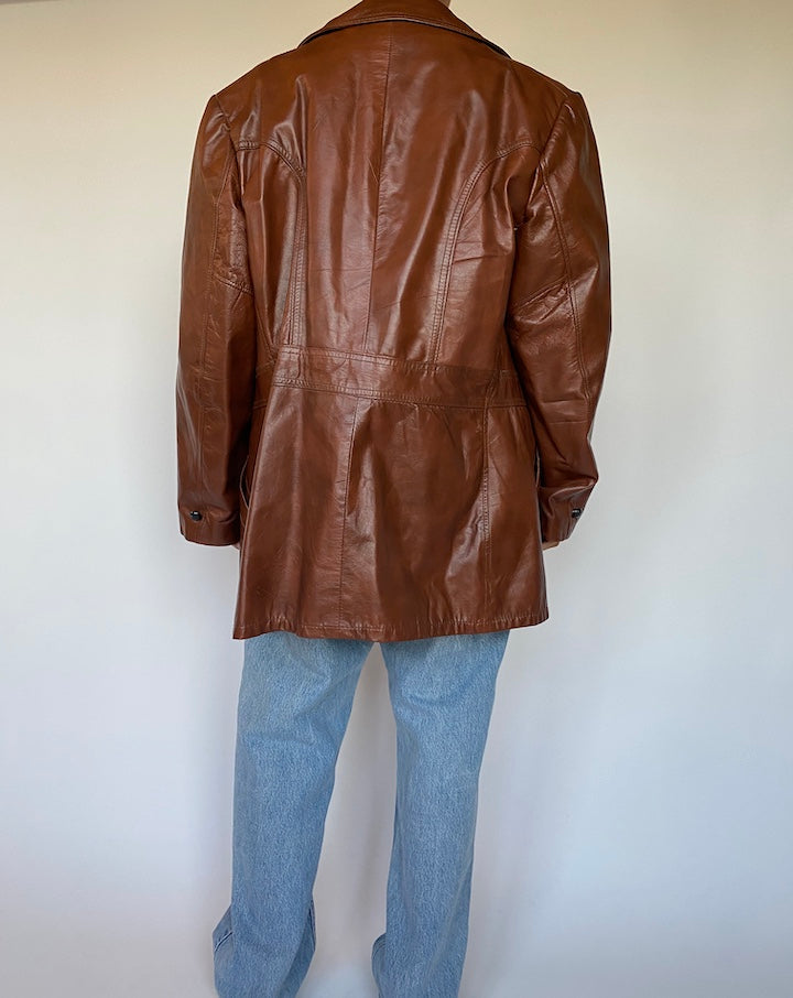 VINTAGE OVERSIZED BROWN LEATHER JACKET 1475