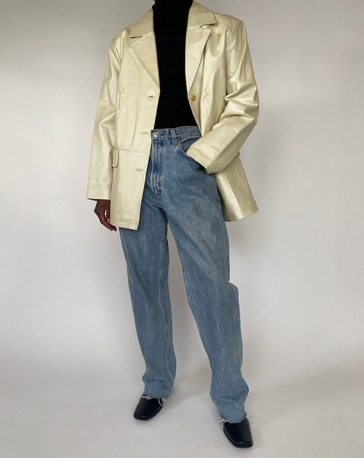 VINTAGE CREAM LEATHER JACKET 4369