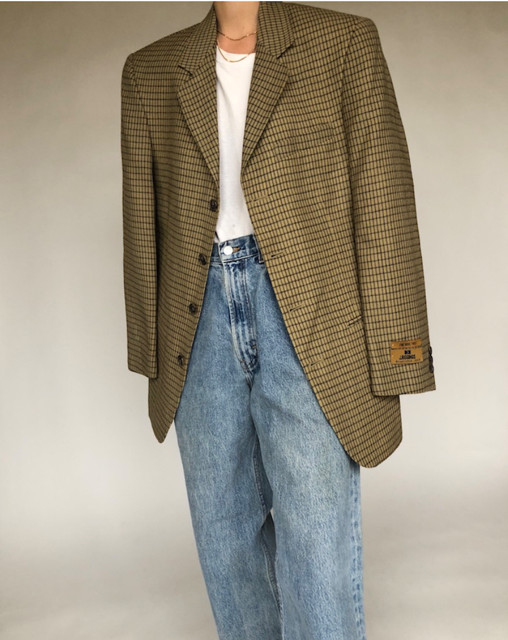 VINTAGE BEIGE SQUARED OVERSIZED BLAZER 124