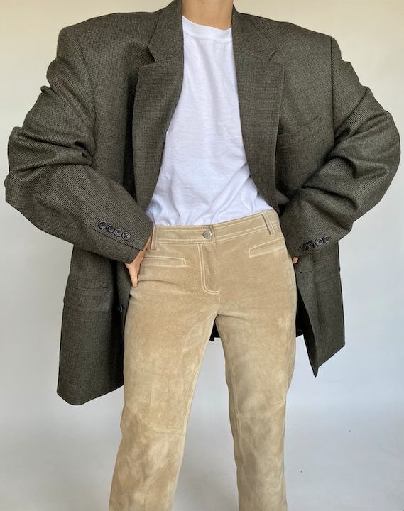 VINTAGE WOOL TWEED BLAZER IN 019