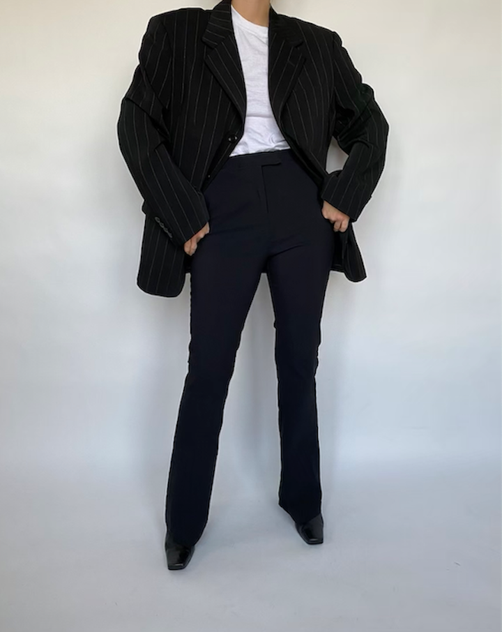 VINTAGE STRIPED BLACK BLAZER 042