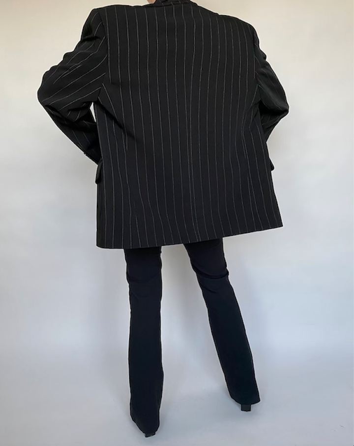 VINTAGE STRIPED BLACK BLAZER 042