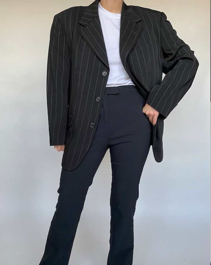 VINTAGE STRIPED BLACK BLAZER 042