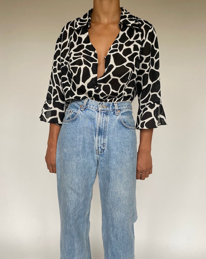 VINTAGE ANIMAL PRINTED BLOUSE 680-3