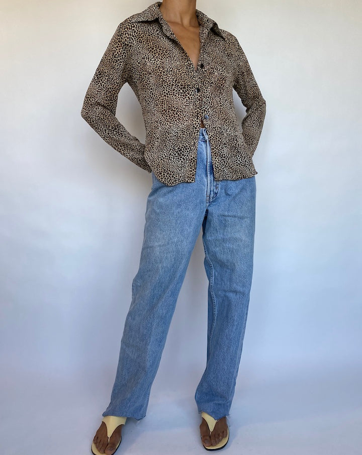 VINTAGE ANIMAL PRINTED BLOUSE 694-4