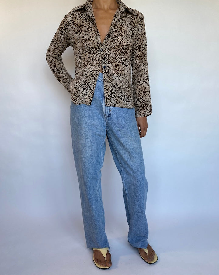 VINTAGE ANIMAL PRINTED BLOUSE 694-5
