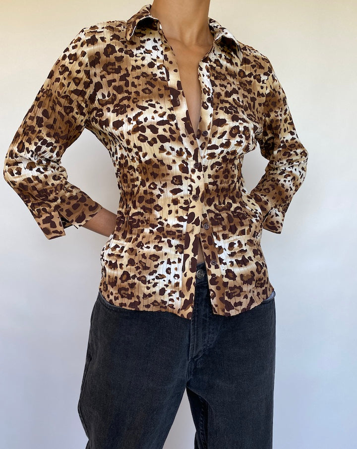 VINTAGE ANIMAL PRINTED BLOUSE 714-2