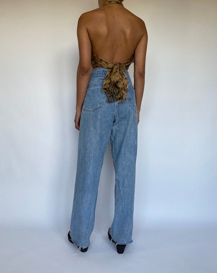 VINTAGE ANIMAL PRINTED SCARF TOP 1075-2