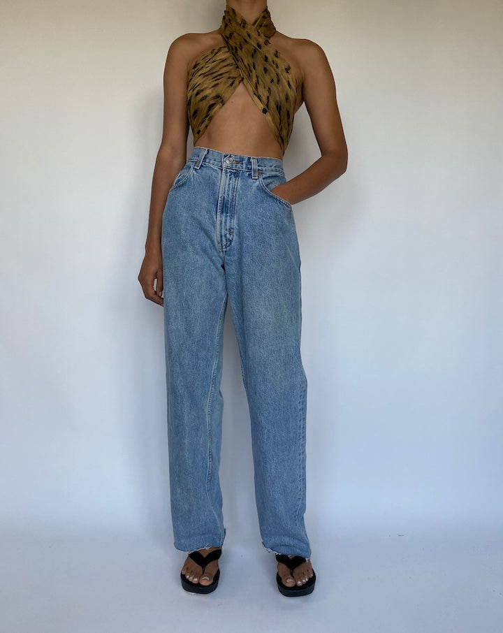 VINTAGE ANIMAL PRINTED SCARF TOP 1075