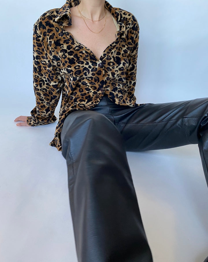 VINTAGE ANIMAL PRINTED VELVET BLOUSE 485