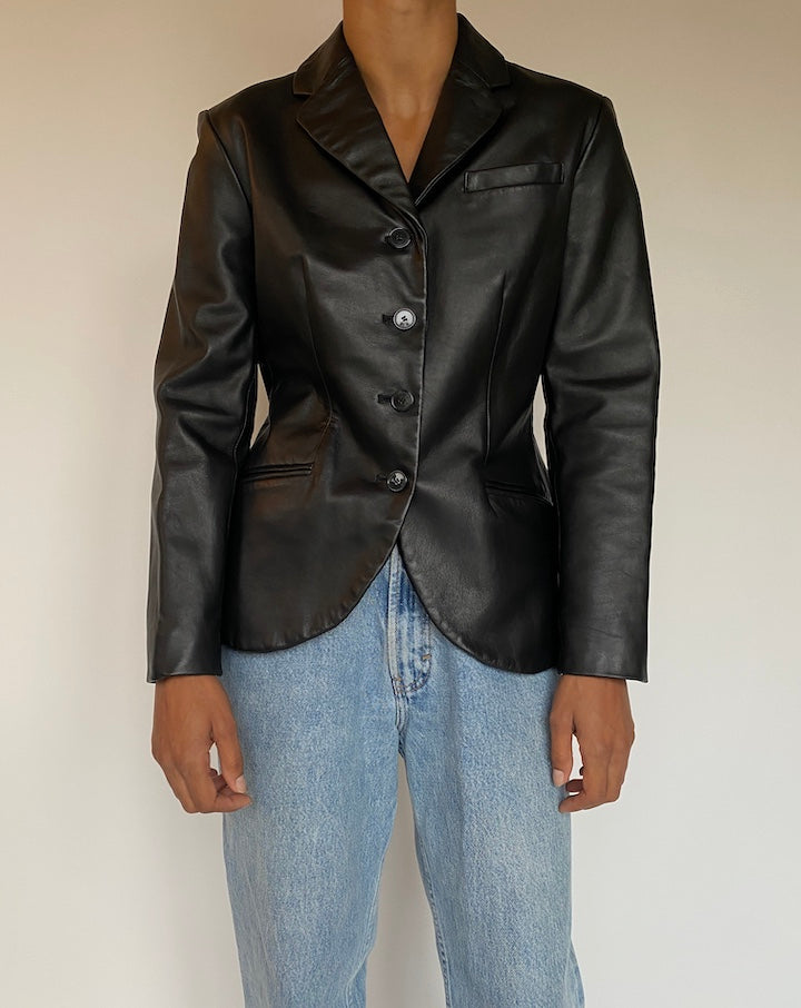 VINTAGE BEAUTIFUL BLACK LEATHER JACKET 1326-3