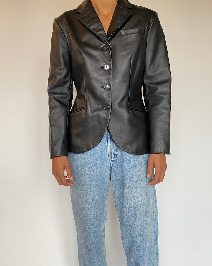 VINTAGE BEAUTIFUL BLACK LEATHER JACKET 1326-5