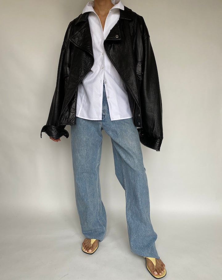 VINTAGE BEAUTIFUL BLACK LEATHER JACKET 666