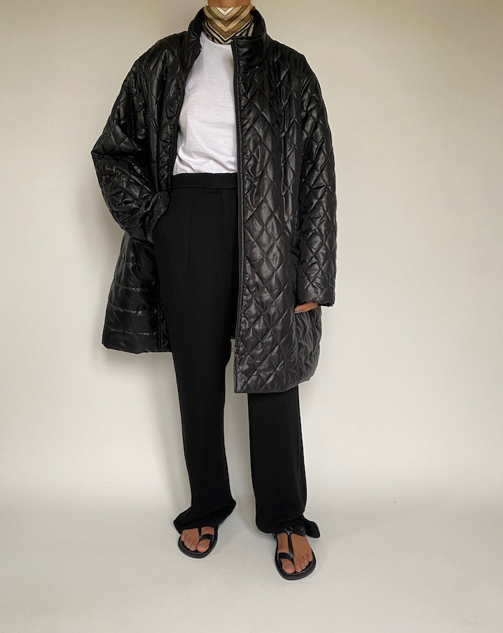 VINTAGE BEAUTIFUL BLACK QUILTED JACKET 2152