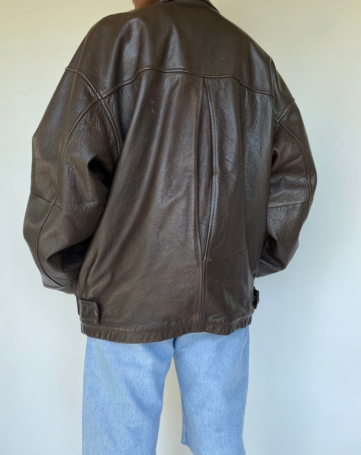 VINTAGE BEAUTIFUL BROWN LEATHER JACKET 1174-3