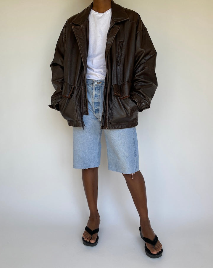 VINTAGE BEAUTIFUL BROWN LEATHER JACKET 1174-6