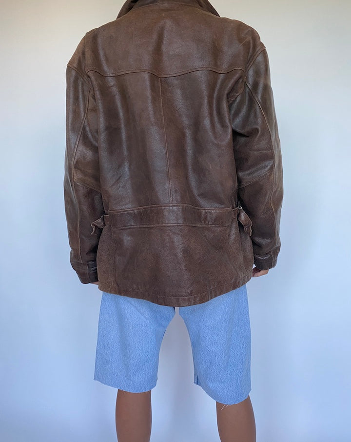 VINTAGE BROWN LEATHER JACKET 909-2