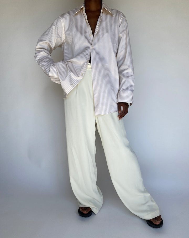 VINTAGE BEIGE AND WHITE STRIPED HUGO BOSS SHIRT 1190