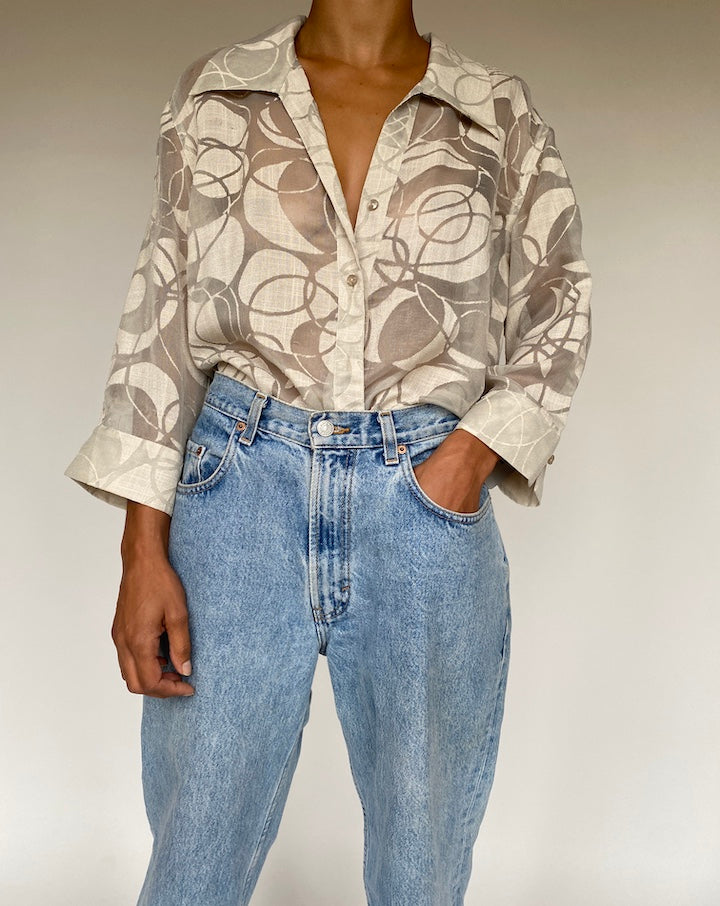 VINTAGE BEIGE BLOUSE 1229-3