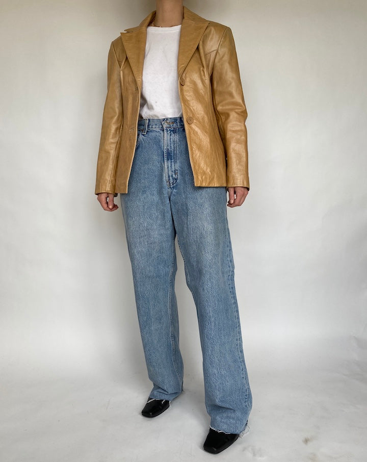 VINTAGE BEIGE LEATHER JACKET 462