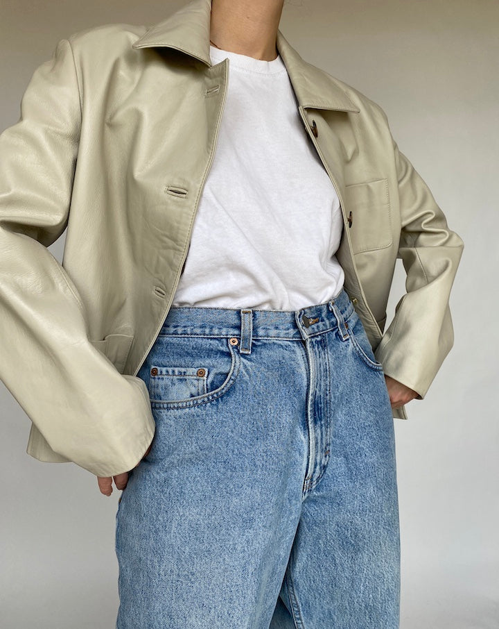 VINTAGE BEIGE LEATHER JACKET 463